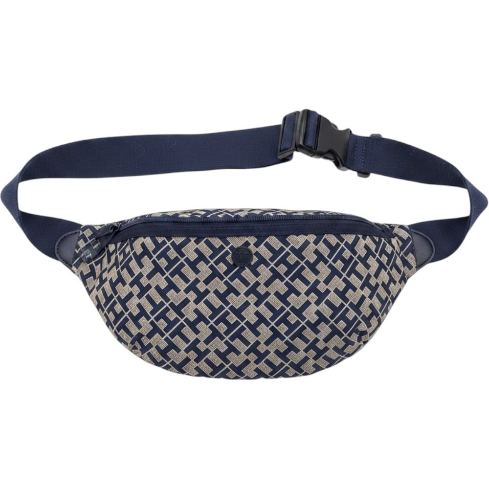 Tommy Hilfiger Monogram Fanny Pack Navy Tan Waist‎ Bag BW9 6948355 L3